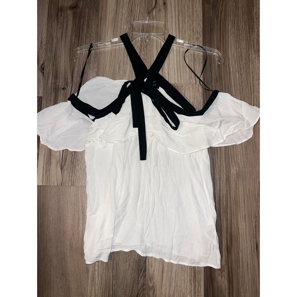 Zara Off The Shoulder Strappy B&W Top